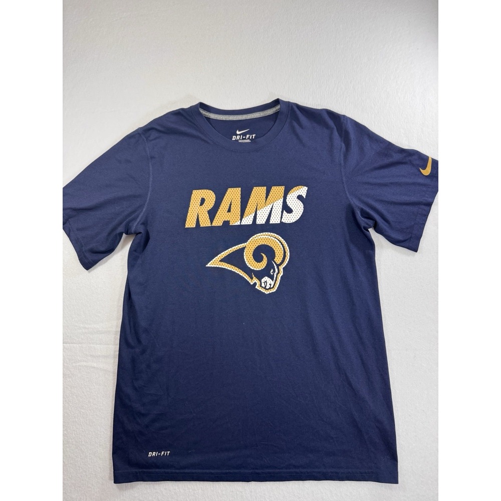 Los Angeles Rams Nike Dri-Fit Shirt Mens Size Medium Blue NFL Short Sleeve EUC